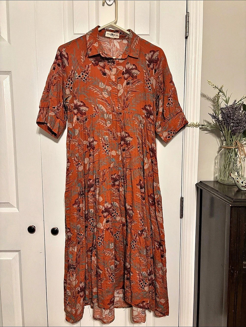 natural life Floral Maxi Dress in Orange Size Medium Like New